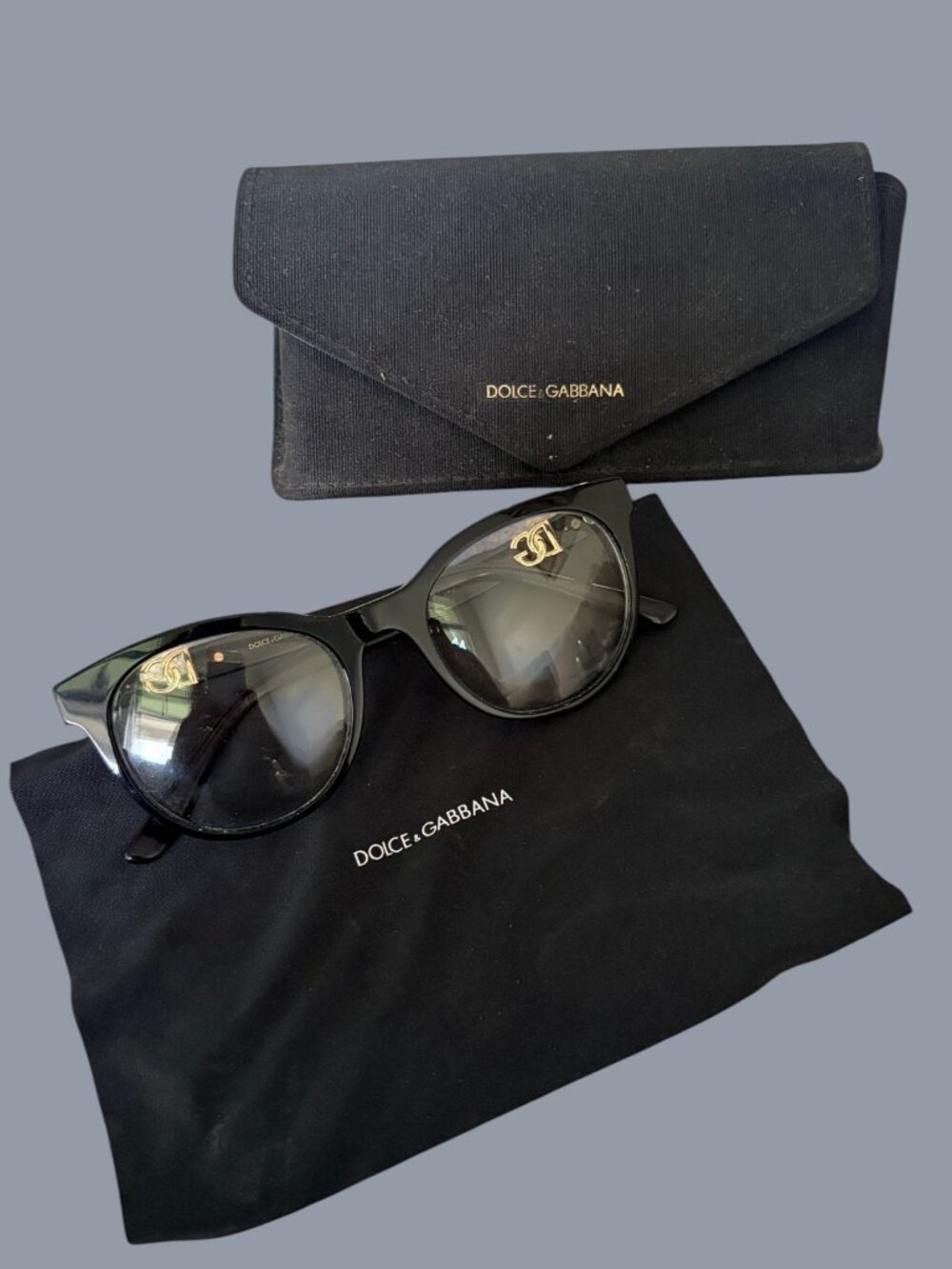 Dolce & Gabbana DG Logo Eyeglass Frames Black Gold Designer Optical Glasses/Case - Picture 4 of 11